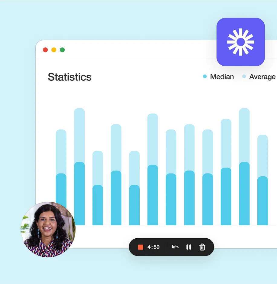 Statistical graph comparing median and average values with recording interface