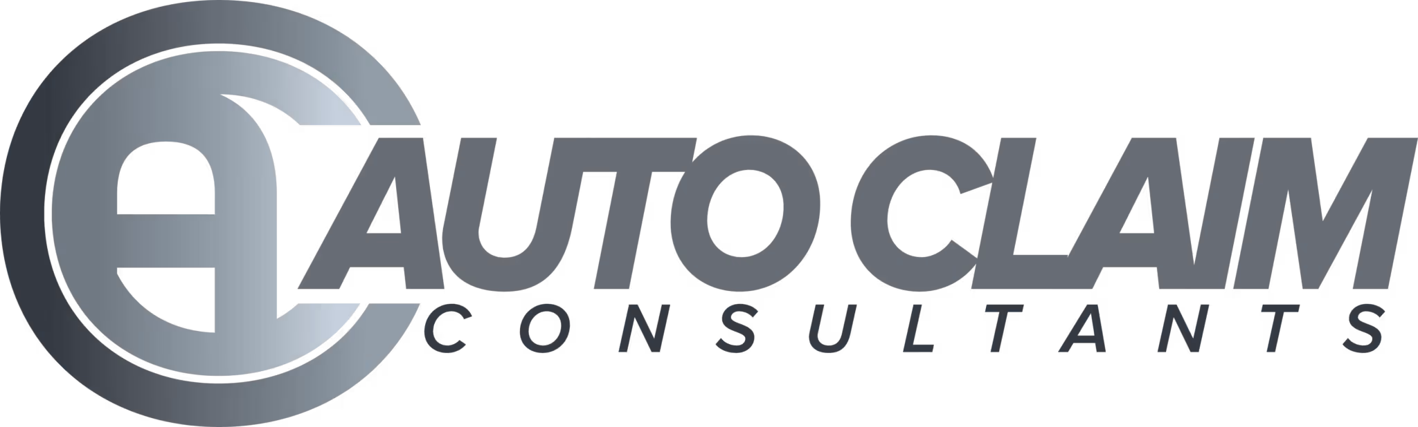 Auto Claim Consultants logo in grayscale with circular design