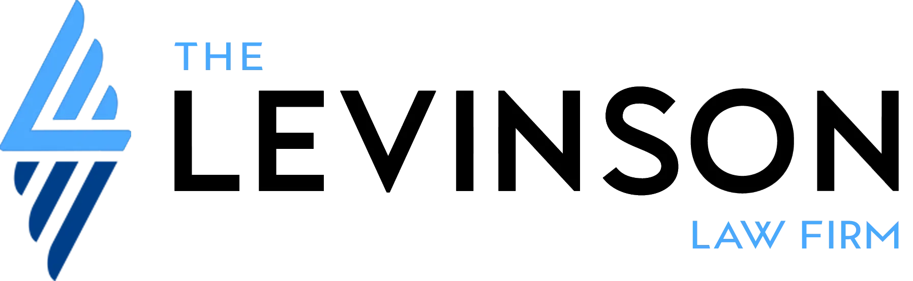 Levinson Law Firm logo with blue and black geometric design